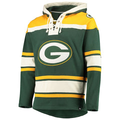 Green Bay Packers '47 Lacer V-Neck Pullover Hoodie Green/Gold | 47 brand