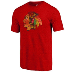 Chicago Blackhawks Distressed Tri-Blend T-Shirt - Red - NHL