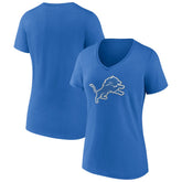Detroit Lions Women's Primary Team Logo V-Neck T-Shirt Blue | NFL