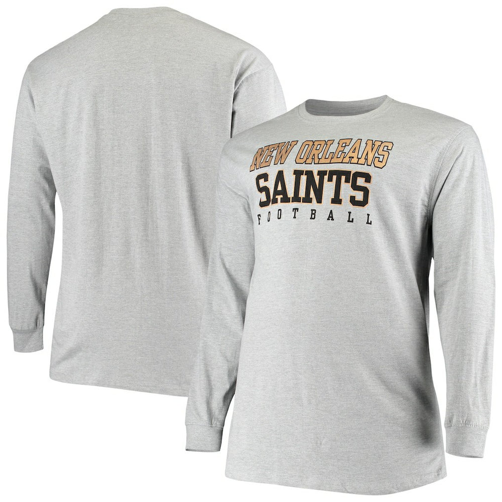 New Orleans Saints Big & Tall Practice Long Sleeve T-Shirt Heathered Gray | Fanatics