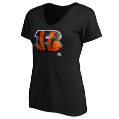 Cincinnati Bengals Women's Midnight Mascot Logo V-Neck T-Shirt Black | NFL