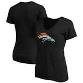 Denver Broncos Women's Midnight Mascot Logo V-Neck T-Shirt Black | NFL
