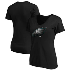 Philadelphia Eagles Women's Midnight Mascot Logo V-Neck T-Shirt Black | NFL