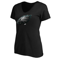 Philadelphia Eagles Women's Midnight Mascot Logo V-Neck T-Shirt Black | NFL