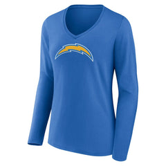Los Angeles Chargers Women's Primary Team Logo Long Sleeve V-Neck T-Shirt Powder Blue | NFL