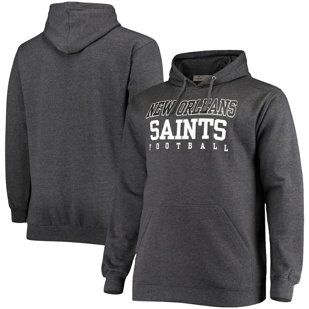 New Orleans Saints Big & Tall Practice Pullover Hoodie Heathered Charcoal | Fanatics