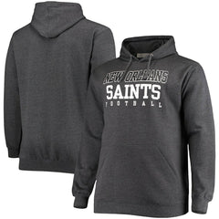 New Orleans Saints Big & Tall Practice Pullover Hoodie Heathered Charcoal | Fanatics