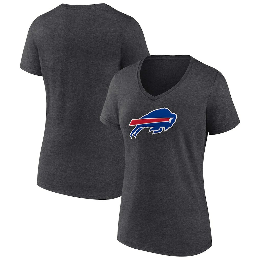 Buffalo Bills Women's Primary Team Logo V-Neck T-Shirt Charcoal | NFL