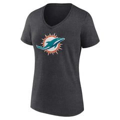 Miami Dolphins Women's Primary Team Logo V-Neck T-Shirt Charcoal | NFL