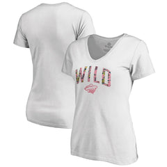 Minnesota Wild Women's Floral Arched V-Neck T-Shirt - White - NHL