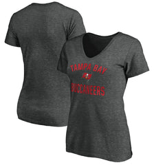 Tampa Bay Buccaneers Women's Victory Arch V-Neck T-Shirt Heathered Gray | NFL