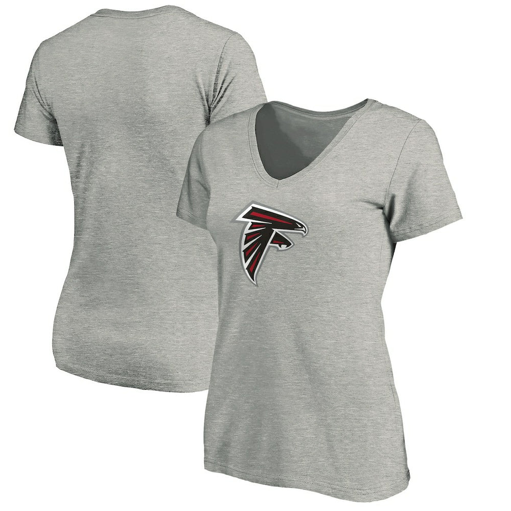 Atlanta Falcons Women's Primary Logo V-Neck T-Shirt Heather Gray | NFL