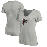 Atlanta Falcons Women's Primary Logo V-Neck T-Shirt Heather Gray | NFL