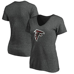 Atlanta Falcons Women's Primary Logo V-Neck T-Shirt Heather Gray | NFL