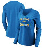 Los Angeles Chargers Women's Victory Arch Long Sleeve V-Neck T-Shirt Powder Blue | NFL