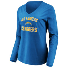 Los Angeles Chargers Women's Victory Arch Long Sleeve V-Neck T-Shirt Powder Blue | NFL