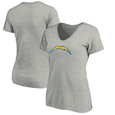 Los Angeles Chargers Women's Primary Logo V-Neck T-Shirt Heather Gray | NFL