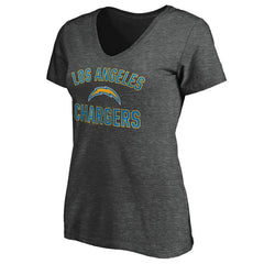 Los Angeles Chargers Women's Victory Arch V-Neck T-Shirt Heathered Gray | NFL