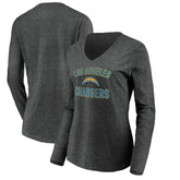 Los Angeles Chargers Women's Victory Arch Long Sleeve V-Neck T-Shirt Heather Gray | NFL
