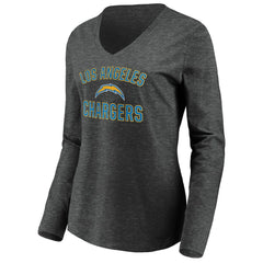 Los Angeles Chargers Women's Victory Arch Long Sleeve V-Neck T-Shirt Heather Gray | NFL