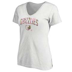Memphis Grizzlies Women's Floral Arch V-Neck T-Shirt White - NBA