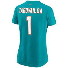 Tua Tagovailoa Miami Dolphins Women's Name & Number T-Shirt Aqua | Nike for Sale