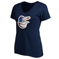 Baltimore Orioles Logo Women's Banner Wave V-Neck T-Shirt - MLB
