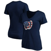 Washington Nationals Logo Women's Banner Wave V-Neck T-Shirt - MLB
