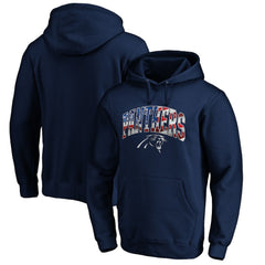 Carolina Panthers Banner Wave Fitted Pullover Hoodie Navy | NFL