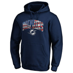Miami Dolphins Banner Wave Fitted Pullover Hoodie Navy | NFL