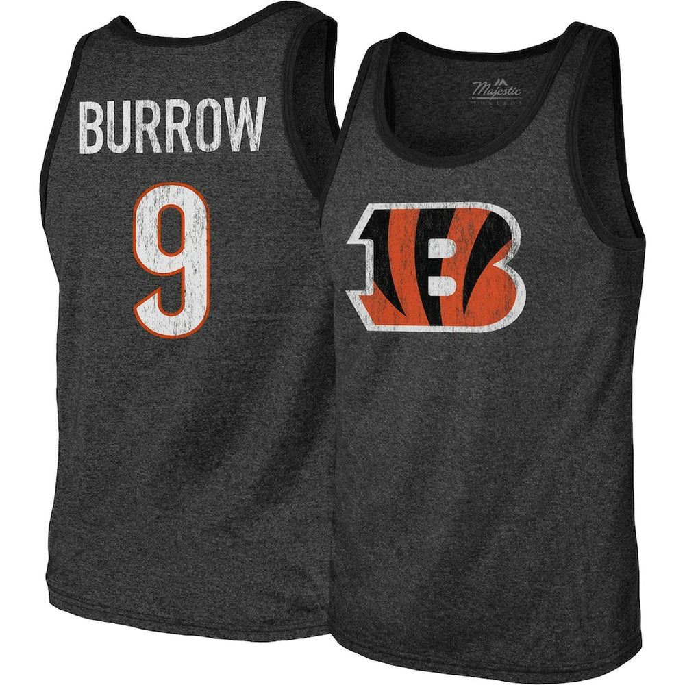 Joe Burrow Cincinnati Bengals Majestic Threads Name & Number Tri-Blend Tank Top Black | NFL