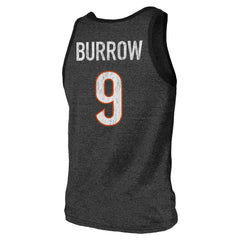 Joe Burrow Cincinnati Bengals Majestic Threads Name & Number Tri-Blend Tank Top Black | NFL