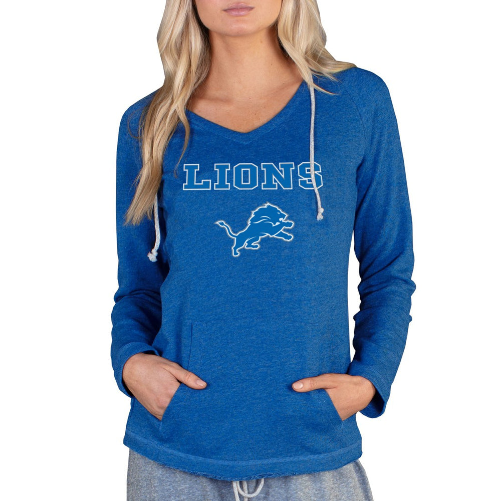 Detroit Lions Concepts Sport Women's Mainstream Tri-Blend Raglan Hoodie V-Neck Top Blue | NFL