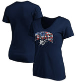 Oklahoma City Thunder Women's Banner Wave V-Neck T-Shirt Navy - NBA
