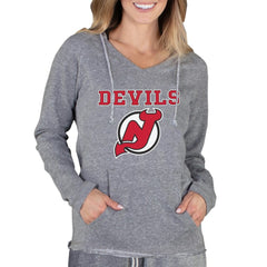 New Jersey Devils Concepts Sport Women's Mainstream Terry Tri-Blend Long Sleeve Hooded Top - Gray - NHL