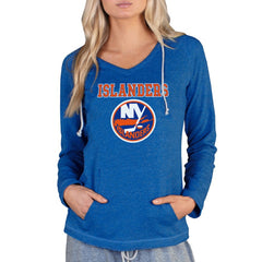 New York Islanders Concepts Sport Women's Mainstream Terry Tri-Blend Long Sleeve Hooded Top - Royal - NHL
