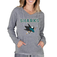 San Jose Sharks Concepts Sport Women's Mainstream Terry Tri-Blend Long Sleeve Hooded Top - Gray - NHL