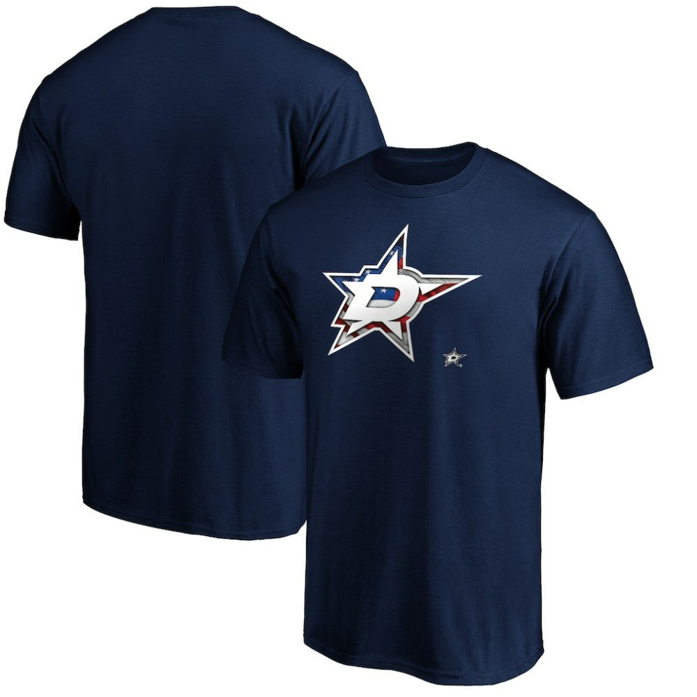 Dallas Stars Banner Wave Logo T-Shirt - Navy - NHL