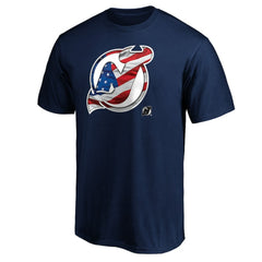 New Jersey Devils Banner Wave Logo T-Shirt - Navy - NHL
