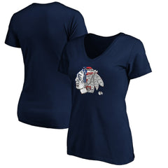Chicago Blackhawks Women's Banner Wave Logo V-Neck T-Shirt T-Shirt - Navy - NHL