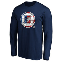 Boston Bruins Banner Wave Logo Long Sleeve T-Shirt - Navy - NHL