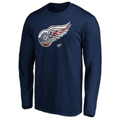 Detroit Red Wings Banner Wave Logo Long Sleeve T-Shirt - Navy - NHL