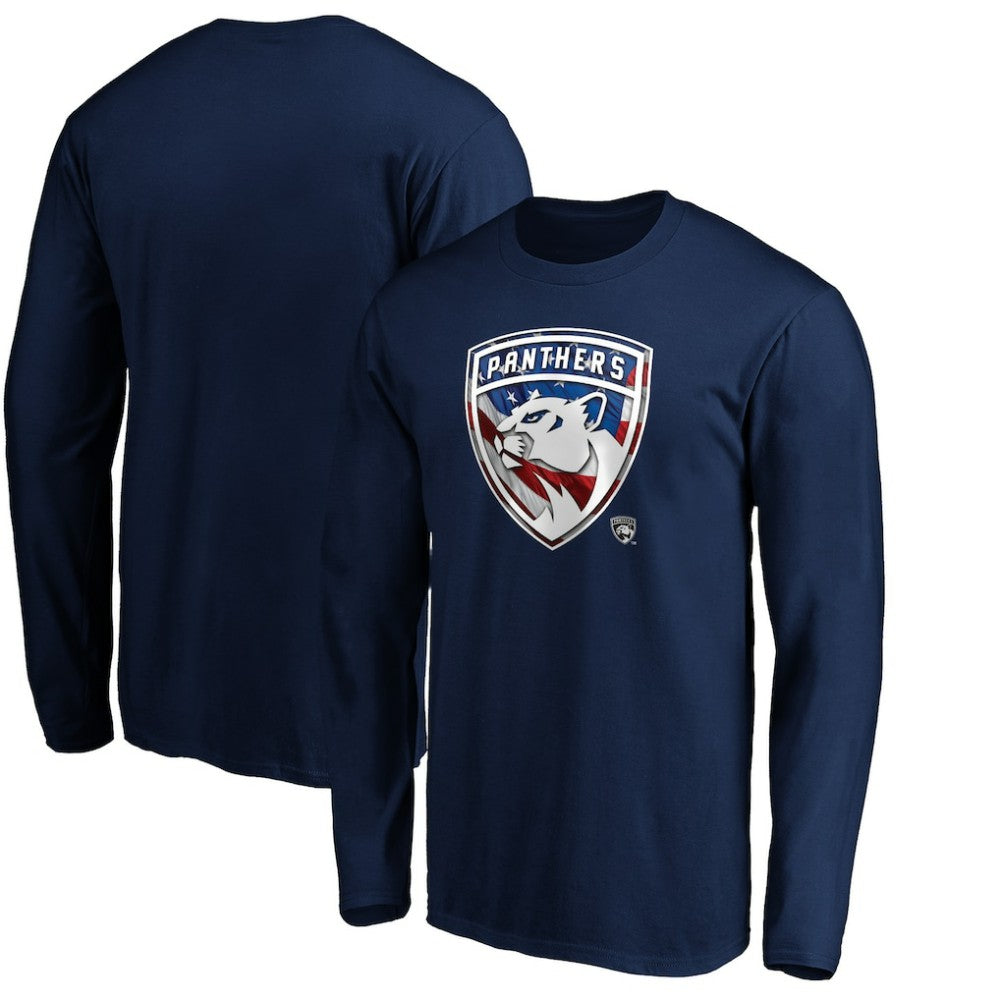 Florida Panthers Banner Wave Logo Long Sleeve T-Shirt - Navy - NHL