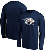 Nashville Predators Banner Wave Logo Long Sleeve T-Shirt - Navy - NHL