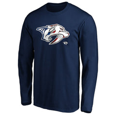 Nashville Predators Banner Wave Logo Long Sleeve T-Shirt - Navy - NHL