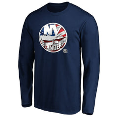 New York Islanders Banner Wave Logo Long Sleeve T-Shirt - Navy - NHL