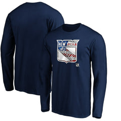 New York Rangers Banner Wave Logo Long Sleeve T-Shirt - Navy - NHL