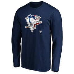 Pittsburgh Penguins Banner Wave Logo Long Sleeve T-Shirt - Navy - NHL