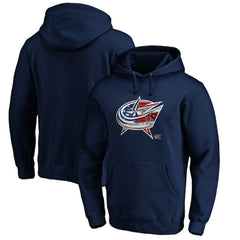 Columbus Blue Jackets Banner Wave Logo Pullover Hoodie - Navy - NHL
