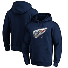 Detroit Red Wings Banner Wave Logo Pullover Hoodie - Navy - NHL